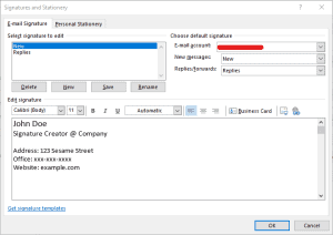 outlook on the desktop signature